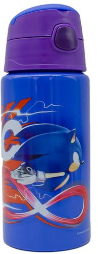 ms móvil shop Botella de Aluminio Flip Sonic El Erizo Cantimplora de Agua 500ml para Niños Reutilizable Producto Oficial