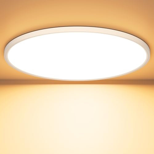 OUILA LED Deckenleuchte Flach Rund - Ø40CM Deckenlampe LED 36W 3000K 3600LM IP44 Wasserdichte Badezimmer lampe, Küchenlampe Deckenleuchte Warmweiß für Küche Bad Schlafzimmer Flur Keller
