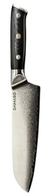 Damaso Santoku Messer (17,8cm), Black Pearl Kochmesser aus 67 Lagen Damastmesser, Japanisches Messer, Damast Küchenmesser