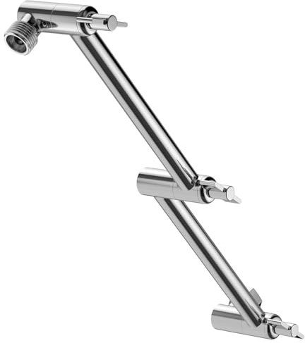 Lordear Dusch-Verlängerungsarm, 40,6 cm, faltbarer Duschkopf-Verlängerung, Chrom, verstellbarer Höhenwinkel, massiver Edelstahl-Duschverlängerungsarm für Regenduschkopf mit Universalanschluss