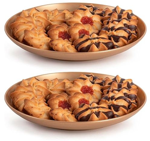 Acan Tradineur - Pack de 2 Platos Decorativo para Navidad – Reutilizable - Fabricado en España - Capacidad 500 ml - Ø 20 x 2,5 cm - Color Dorado
