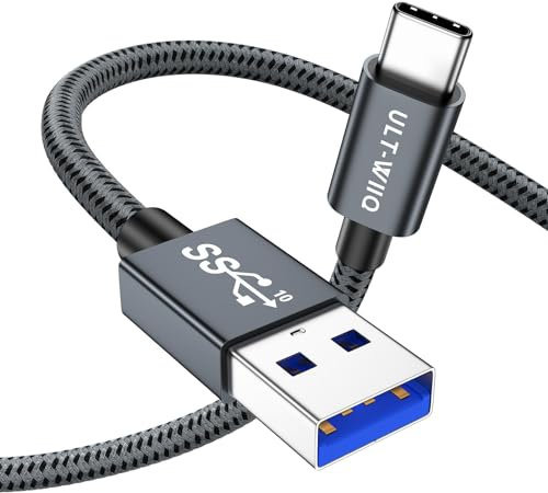 ULT-WIIQ Cable USB C Charge Rapide QC 3.0 AFC Vers USB A 10Gbps Haute Vitesse Transfert de Données Type C 50 CM Chargeur pour iPhone 15 et Plus de Smartphones
