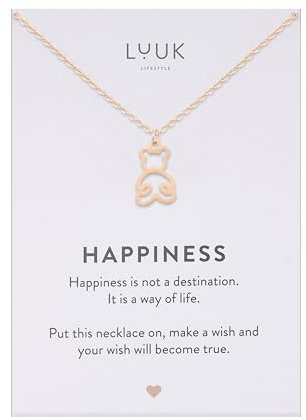 LUUK LIFESTYLE Collier délicat et féminin avec pendentif ourson en peluche, porte-bonheur chic et intemporel, bijoux d'amitié, rose