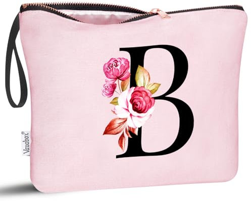 Vavabox A-Z Personalisierte Kosmetiktasche-Geburtstagsgeschenke Für Frauen, Mütter, Beste Freundinnen Und Brautjungfern (B, Pink)