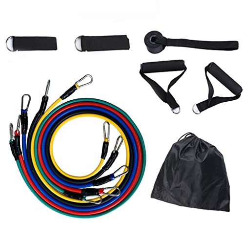 11-teiliges Set aus Latex-Widerstandsbändern, Trainings- und Übungsrohren, Yoga-Seilzügen, elastischen Gummi-Expandern, Fitnessgeräte-Gürtel (Farbe: Mehrfarbig, Größe: 1 Set)