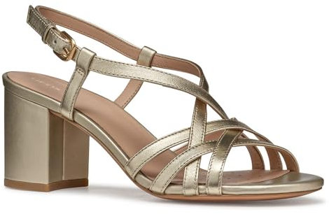 Geox - D VIRNILISA 65 S B, Sandalia Tacón Mujer, Lt Gold,