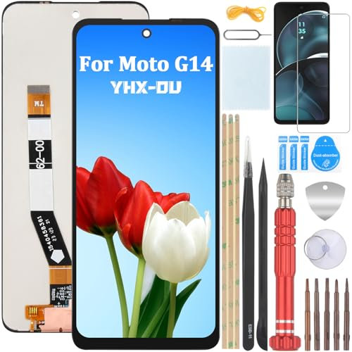 YHX-OU Pantalla LCD para Motorola Moto G14 de 6,5 pulgadas, pantalla táctil, digitalizador de cristal con herramientas + 1 protector de pantalla