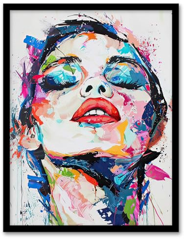 Artery8 1960s Colourful Girl Portrait Modern Art Living Room Art Print Framed Poster Wall Decor 12x16 inch