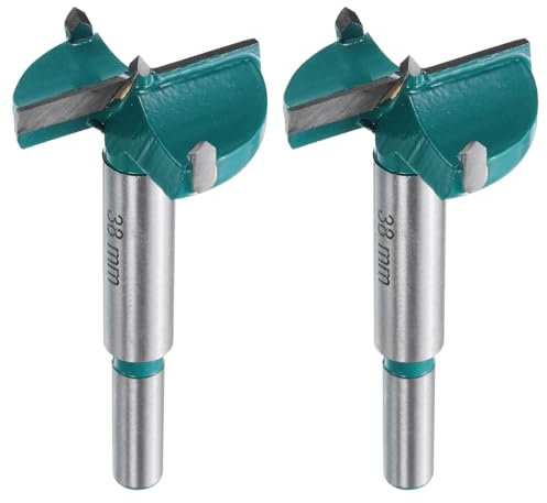sourcing map 2pcs Forstner Drill Bit 1-1/2 (38mm) Tungsten Carbide Wood Drill Bit Hole Opener Cutter for Hinge Drilling Woodworking, Green