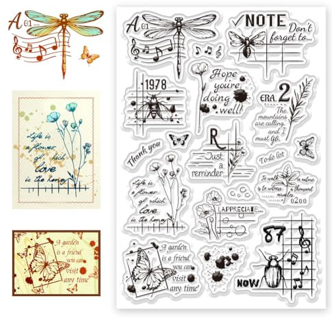 CHGCRAFT Silikon Stempel Insekten und Pflanzen Stempel Transparente Stempel Clear Stamps Stempelset für DIY Scrapbooking Journaling Fotoalbum Dekorative Geschenkanhänger, 4.3×6.3 Zoll