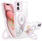 MASOPSK Magnetische Hülle für iPhone 16 mit Ständer, Kompatibel mit MagSafe, Schlankes Kristallklares, Stoßfestes Schutzsystem in Militärqualität, Objektivschutz, 6,1 Zoll (Rosa)