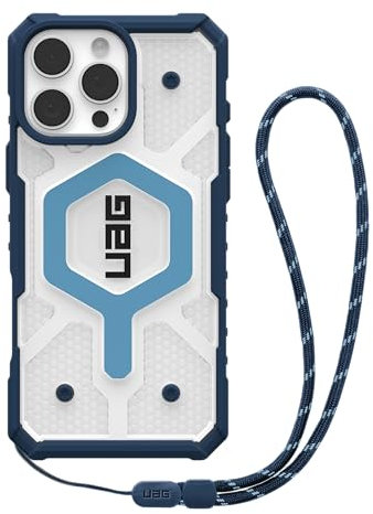 URBAN ARMOR GEAR UAG Designed for iPhone 16 Pro Max Case 6.9 Pathfinder Clear Blues Compatible with MagSafe Charging Rugged Shockproof MIL-STD Protective Cover + Paracord Lanyard Blues Bundle Set