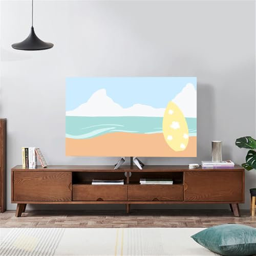 Hiseng TV Protector Cover, Dust-Proof TV/PC Display Protector Screen Cover All-Inclusive Elastic Indoor Living Room Decoration Dust Cover for 32” to 75”Display (32-37inch,Sea surface 4)