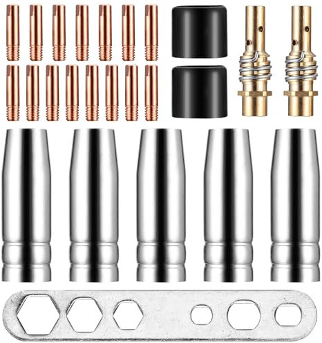 Tenbrachian 25 Pz Accessori per Saldature, per MIG/MAG Accessori per Saldatrice, M6 Ugelli Puntali per Saldatura MIG 1,0 mm, Fit 15AK MB15 MIG MAG Torcia di Saldatura, Ugello Conico Tazza Ugelli a Gas
