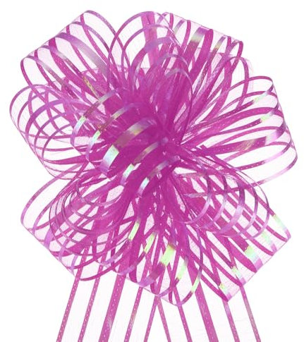QUARKZMAN 5 Stück 10 cm Geschenkschleifen Organza Große Zug Schleife Metallische Geschenkverpackung Schleifenband Chiffon Garn Pflaume Rot für Hochzeit Korb Geschenk Weihnachten Valentinstag
