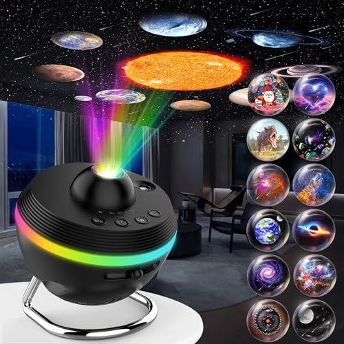 Galaxy Projektor, 12 in 1 HD Planetarium Galaxy Star Projektor für Schlafzimmer, Sternprojektor Galaxie Licht mit Meteoreffekten und Timer für Kinder, Decke, Geschenke