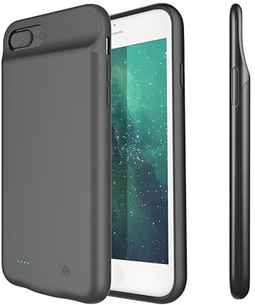 Charger Case For iPhone 6 Plus 6s Plus 7 Plus 8 Plus Charging Case 4000mAh with Phone Stand Ultra Slim Battery Case Rechargeable Backup Charging Cover (5.5 Inch, Black)