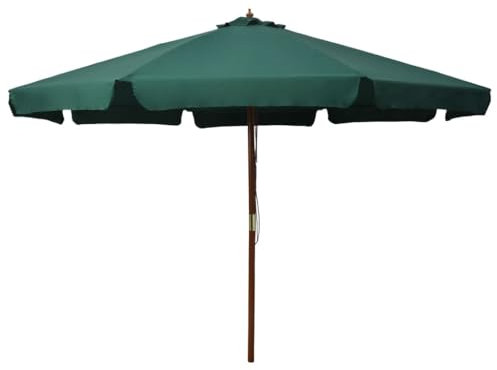 Ombrellone da Esterni con Palo in Legno 330 cm Verde,Ombrellone XXL verde anti scolorimento con struttura resistente al vento per giardino o tavoli Ombrelloni e parasole