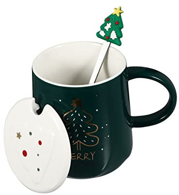 Amosfun Cartoon Santa Claus Christmas Mug Set Ceramic Water Cup Festival Milk Cup