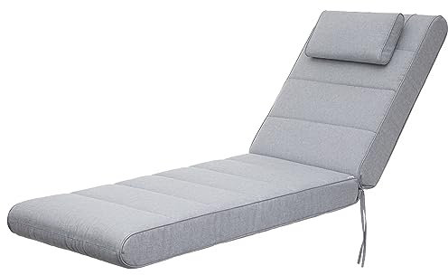 Bjird - Liegenauflage – extra Dicke Gartenliege Auflage 204x60x10 cm – Polsterauflage für Sonnenliege & Deckchair – wasserdicht, wendbar, Made in EU - Asche