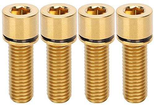 Boulons de guidon de vélo Xolsurg en alliage de titane M7 x 20 mm, légers pour le cyclisme (Or)