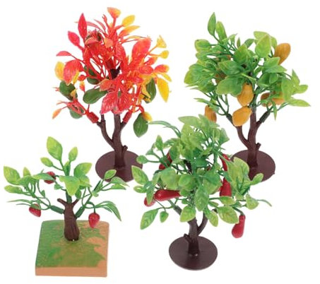 Supvox 4 Stück Obstbaum Sandtisch Grüner Landschaftsbaum Grüne Landschaft Landschaftsmodell Miniaturbäume Architekturbäume Zugmodellbäume Mini Obstbäume Dioramabäume Minibäume