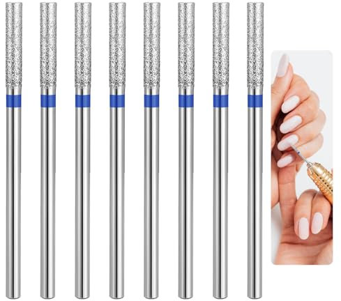 8 Pcs Barrel Cuticle Nail Drill Bit Set with Case, Precision Cuticle Bits for Nail Drill, Diamond Nails Drills Bit for Professional Salon Manicure, Versatile Nails Bits for Polishing and Shaping