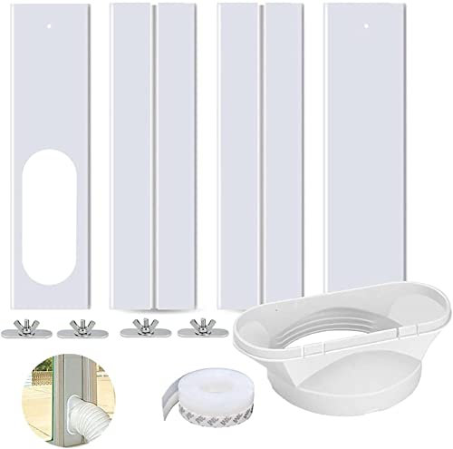 KWJTOY Kit di Scorrimento per finestre Elastiche, Universale per Aria condizionata Portatile, PVC, 1 unità, Bianco Avorio
