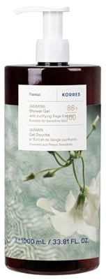 KORRES JASMINE Duschgel mit reinigendem Salbei-Extrakt, mit floralem Duft von zartem Jasmin, dermatologisch getestet, vegan, silikon- und parabenfrei,1L
