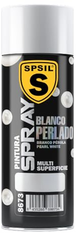 SPSIL Pintura Spray Brillante Blanco Perlado(pack of 1) 200ml, Metal Secado RápidoPintura Profesional Interior Exterior, Aplicación Fácil en Madera Plástico, DIY Decoración Muebles Automóviles