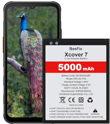 Beefix Akku für Samsung Galaxy Xcover 7(SM-G556B), 5000mAh Hochkapazitäts-Ersatzakku für Galaxy Xcover 7 (EB-BG556GBY) mit professionellen Reparaturwerkzeugen