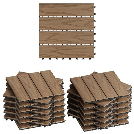 WOLTU 22 x Piastrelle per Pavimenti da Esterno, 30x30 cm, Marrone