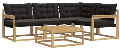vidaXL Outdoor-Sofagarnitur 5 pcs Weiß und Schwarz 79 x 79 x 37 cm, Moderne Garten-Sofa-Garnitur, langlebige Möbel, schicker Akazienholz-Sitz, Bequeme Terrassen-Lounge