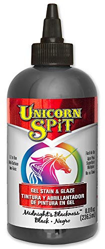 Unicorn SPiT Midnight's Blackness 5771010 Black Paint Water Based Gel Stain and Glaze 236ml