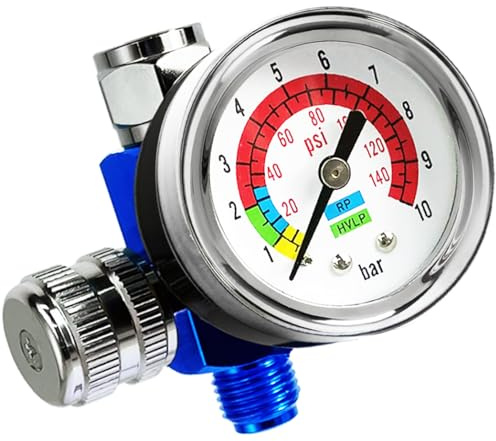 LE LEMATEC Air Compressor Regulator & Flow Control Valve with Pressure Gauge - for Pneumatic Tools, Spray Painting, Tire Inflation, 1/4 NPT, 0-150 PSI