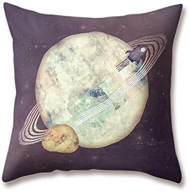 Hengjiang Kissen mit Druck Planet, Astronaut, Weltraum, Mond, Rakete, 45 x 45 cm, doppelseitig, zur Deko von Sofa und Bett, Polyester, 02, 45 cm*45 cm