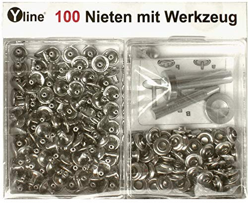 Yline 3095 - 100 rivetti da 9 mm, con attrezzi (rivetti cavi) in scatola SB