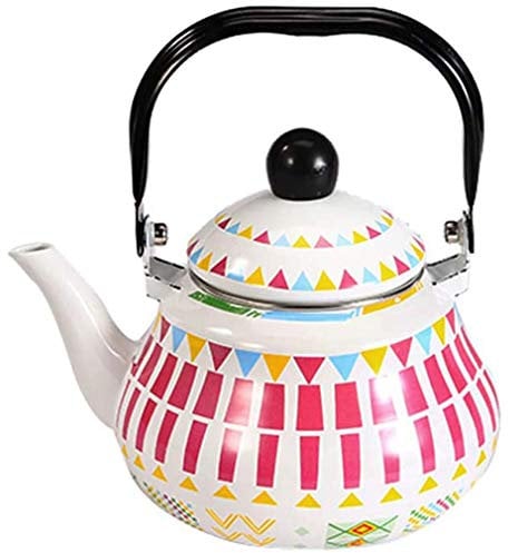 Enamel Whistling Kettle Light Weight Whistling Kettle with Traditional/Retro Spout for Hob Or Stove Top,Pink,1.5L