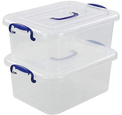 Yarebest 2-pack Storage Boxes with Lids, 8 Liter Plastic Box Set