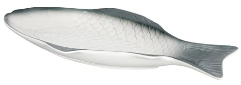 Zerodeko Assiette De Poisson Assiette De Service à Sushis Assiette en Porcelaine Plat De Service Assiette en Forme De Poisson Service Décoratif Plats Blancs Collation Assiette en Céramique
