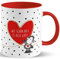Sheepworld » Wie schön, dass es Dich gibt! ...« Tasse mit Wunschnamen, personalisiert (rot) | Porzellan, 32,5 cl, Tasse mit Namen | Geschenk personalisiert | L1843