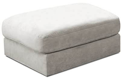 Cavadore Hocker Fiona / Gepolsterter, großer Fußhocker passend zum Big Sessel Fiona / 97 x 48 x 97 / Creme-Beige