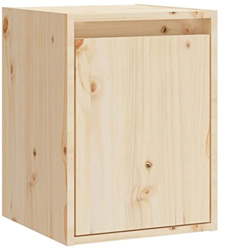 vidaXL Solid Wood Pine Wall Cabinet Home Indoor Living Room Wooden Wall Mounted Hanging TV Cabinet Floating Shelf Unit Furniture 30x40 cm