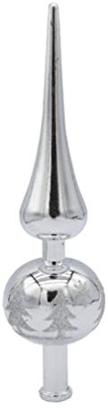 Toddmomy 1 x Weihnachtsbaumspitze, Vintage-Stil, handbemaltes Glas, kugelförmige Weihnachtsbaumspitze für Innenbereich, Büro, Weihnachten, Neujahr, Urlaub, Baumdekoration, Silber