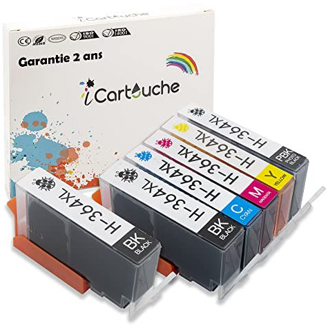 icartouche Kompatible Tintenpatronen für HP 364XL Deskjet D5400 D5460 Officejet 7515 Photosmart 7510 7520 B8550 B410 C310 C410 C5300 C5370 C5380 C6300 D6350 5400 D7500 D7560 (2BK 1C 1M 1Y 1PBK)