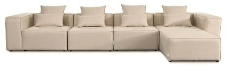 Home Deluxe - Sofa Verona - Beige, Größe: XL - ca. 414 x 70 x 207 cm, Sitzhöhe: 46 cm, Sitztiefe: 80 cm, inkl. Kissen I Modulares Sofa Modulsofa Ecksofa Wohnlandschaft