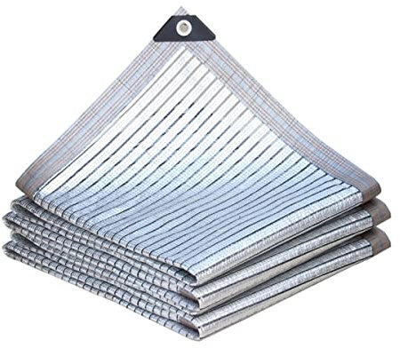 Malla Sombreo para Invernadero Red de Sombreado con Ojales, 2x2m 3x4m 4x7m 5x6m 7x8m 10x10m 75% de Ocultación, Toldo Lona de Sombra de Aluminio Reflectante para Jardín Plantas ( Size : 2x2m/6.5x6.5ft