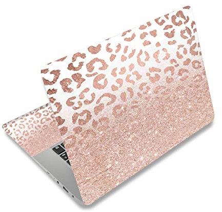 DINKY Laptop Skin Sticker Decal, 12 13 13.3 14 15 15.4 15.6 inch Laptop Universal Reusable Vinyl Skin Stickers Cover Art Decal Notebook PC Personalized Protector-Rose Pink Leopard Print