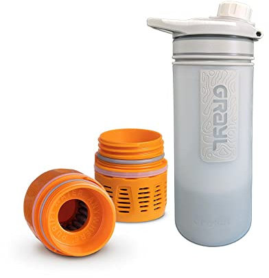 Grayl GeoPress Outdoor- & Reisewasserfilter | für 250L Wasser | Filterkartusche wechselbar | Peak White mit 2 Ersatzfilter