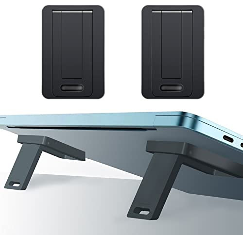 OYE Faltbarer Laptop-Ständer, 2er Set Tragbar Mini, Unsichtbar Kühlung, Büro, Universal, Rutschfest, für MacBook Pro Air, Surface Tablets (Schwarz)